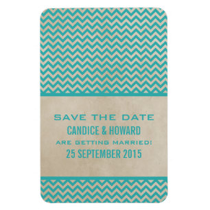 Magnet Flexible Chic Chevron Enregistrer l'aimant de date, Turquoi