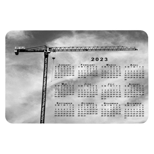 Magnet Flexible Chic Construction Grue Photo Calendrier 2023 (Horizontal)