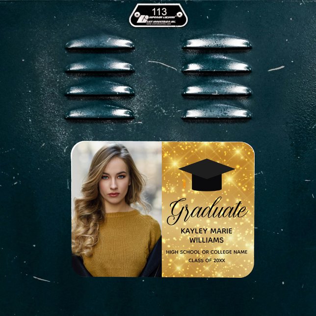 Magnet Flexible Chic Gold Sparkle Graduation Photo 2025 Graduate (Créateur téléchargé)