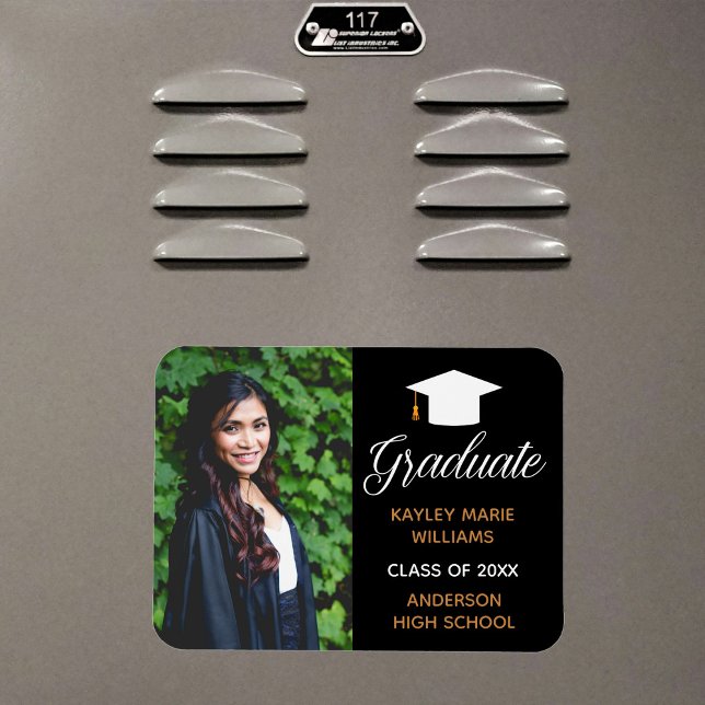 Magnet Flexible Chic Graduation Photo 2025 Black Gold Faire-part (Créateur téléchargé)