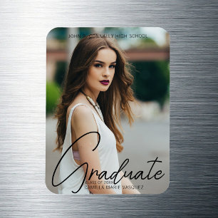 Magnet Flexible Chic Graduation Photo manuscrite Script superposit