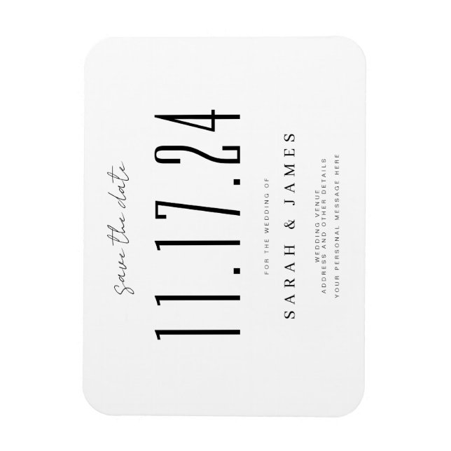 Magnet Flexible Chic Mariage Date Non Photo Enregistrer La Date (Vertical)