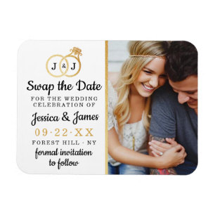 Magnet Flexible Chic Monogramme Mariage Anneaux Enregistrer Ou Éch