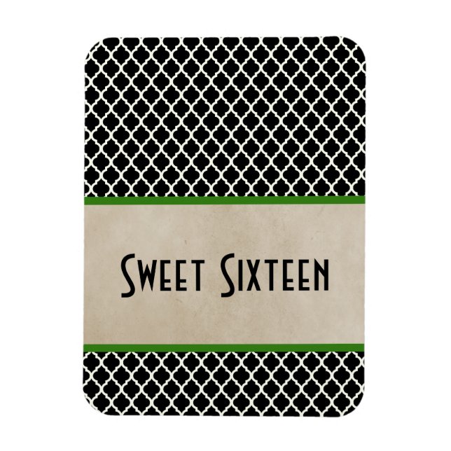 Magnet Flexible Chic Quatrefoil Sweet 16 Aimant, Vert (Vertical)