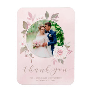 Magnet Flexible Chic rose rose Mariage photo Merci