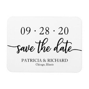 Magnet Flexible Chic Script Mariage Noir Et Blanc Enregistrer La D