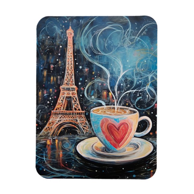 Magnet Flexible Chic Tour Eiffel Café Coeur Café Chalk Paris (Vertical)