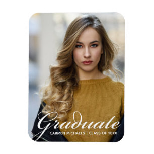 Magnet Flexible Chic White Script superposer photo moderne Graduat