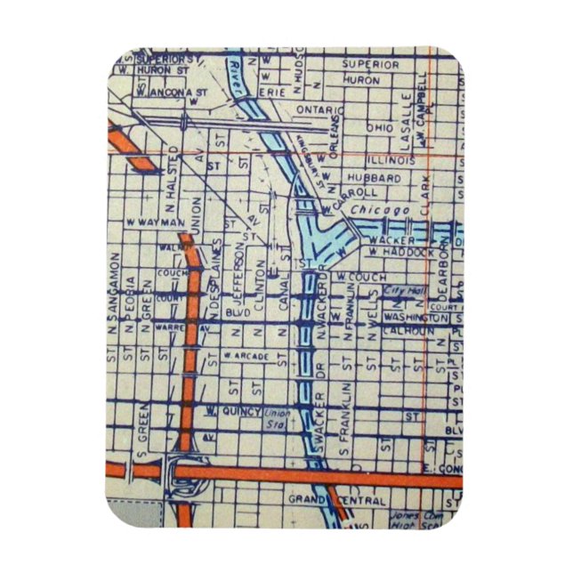 Magnet Flexible Chicago, IL Carte Vintage (Vertical)