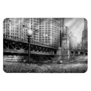 Magnet Flexible Chicago, IL - Pont DuSable construit en 1920  - NB