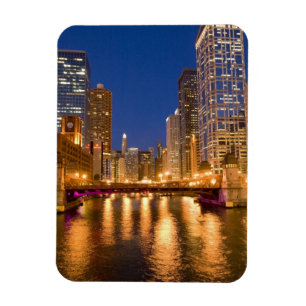 Magnet Flexible Chicago, Illinois, Skyline et rivière Chicago à