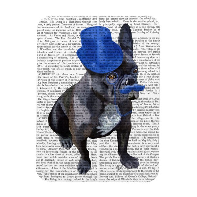 Magnet Flexible Chien à tête bleue avec chapeau bleu et moustache (Vertical)