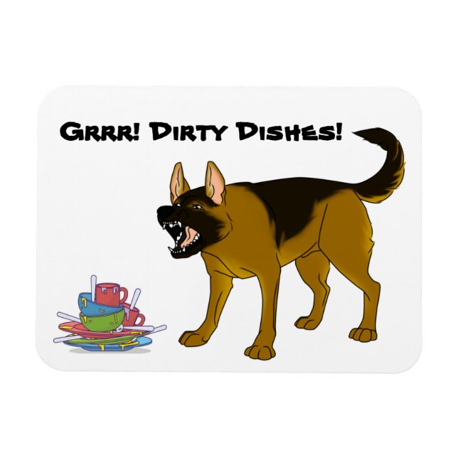 Magnet Flexible Chien Allemand - Chien - Dirty Dirty Plats Signal (Horizontal)