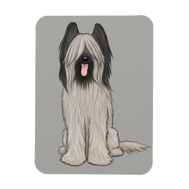 Magnet Flexible Chien caricaturé mignon Briard (Vertical)