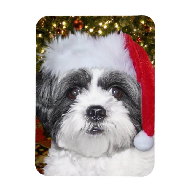 Magnet Flexible Chien de Noël Shih Tzu (Vertical)