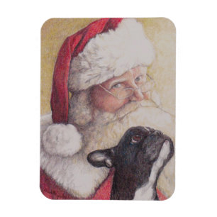 Magnet Flexible Chien de taule français et Père Noël Dog Art Fl