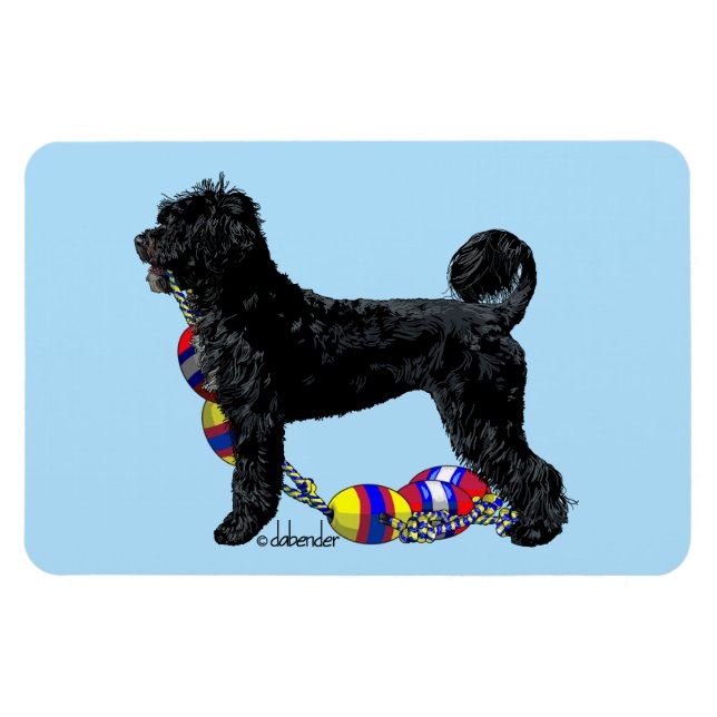 Magnet Flexible Chien d'eau portugais debout avec flottaison (Horizontal)