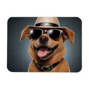 Magnet Flexible Chien drôle avec lunettes et casquette