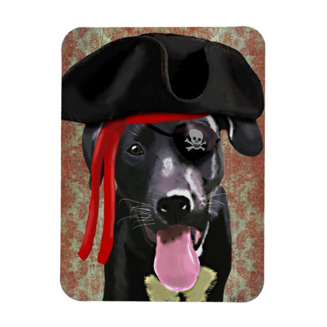 Magnet Flexible Chien pirate du Labrador noir (Vertical)