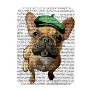 Magnet Flexible Chien-taureau français Brown avec Casquette vert 2