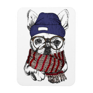 Magnet Flexible Chien taureau français Hipster
