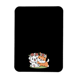 Magnet Flexible Chiens de jeu avec Flower Crowns - Fun Spring Them