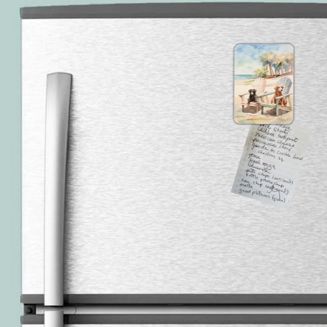 Magnet Flexible Chiens en Adirondack Chaises Pastel Beach Scène (Coastal Dogs in Adirondack Chairs Magnet
)