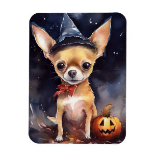 Magnet Flexible Chihuahua d'Halloween avec la peur Citrouille