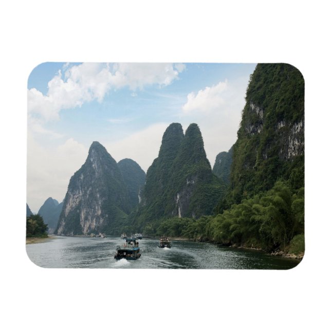 Magnet Flexible Chine, Guilin, Li River, Bateaux de la rivière le  (Horizontal)