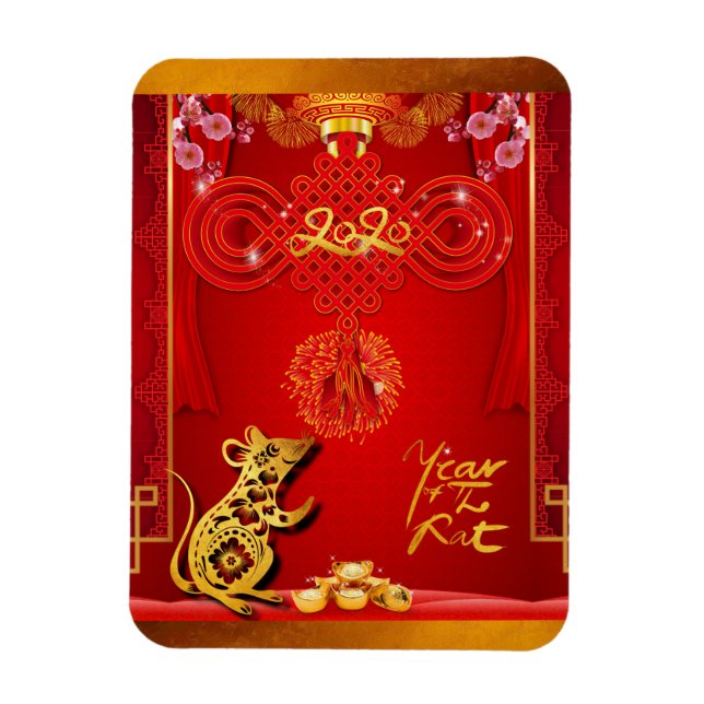 Magnet Flexible Chine Rat de noeud rouge année 2020 flexible aiman (Vertical)