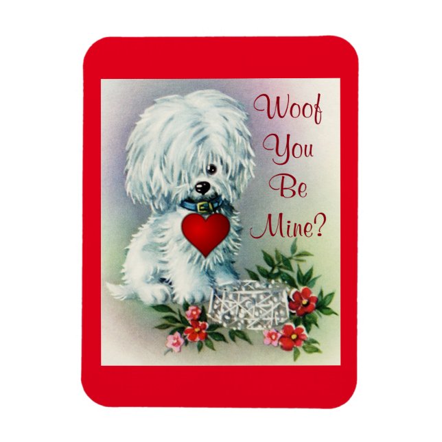 Magnet Flexible Chiot vintage Valentine (Vertical)