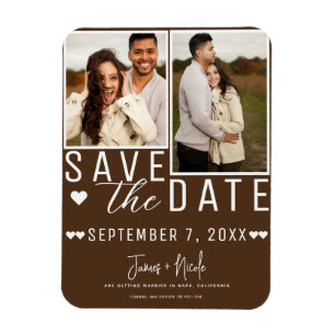 Magnet Flexible Chocolat Brown Enregistrer la date 2 Mariage photo