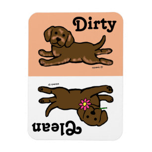 Magnet Flexible Chocolat Labrador Chiot propre / sale