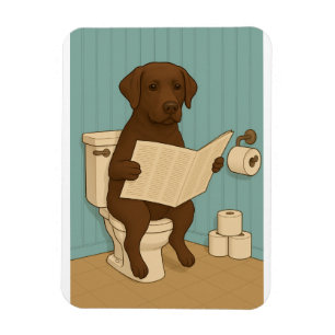 Magnet Flexible Chocolat Labrador Lecture journal sur Toilet