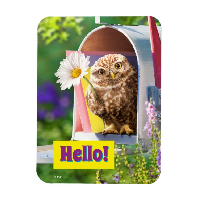 Magnet Flexible Chouette avec fleurs dans la boîte aux lettres (Vertical)