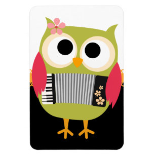 Magnet Flexible Chouette rétro avec Accordion - mignonne !