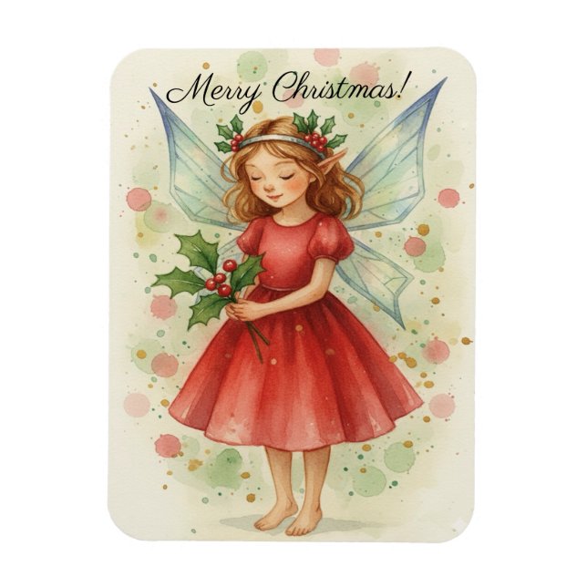 Magnet Flexible Christmas Fairy Watercolor Art  (Vertical)