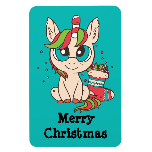Magnet Flexible Christmas Kawaii Unicorn (Vertical)