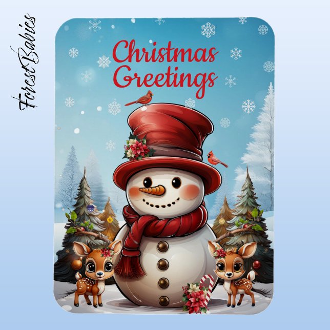 Magnet Flexible Christmas Snowman, Reindeer Xmas ☃️ vacances 🦌 🎄 (Cute Deer Holiday Season Snowman Xmas Reindeer Snowy Christmas Tree Snow Village Doe Magnet Fawn☃️🦌)