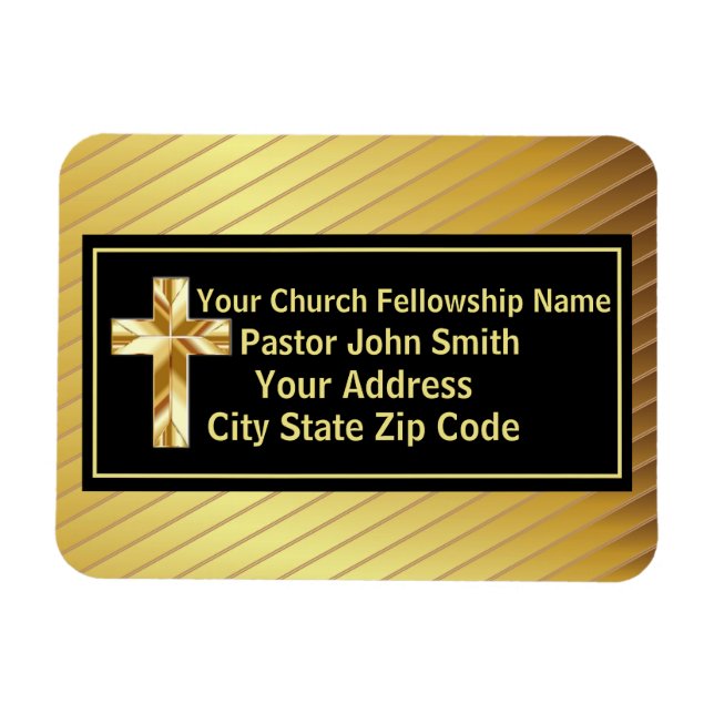 Magnet Flexible Church Pastor Classy Or Et Noir (Horizontal)