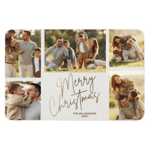 Magnet Flexible Cinq Photo Joyeux Noël Or