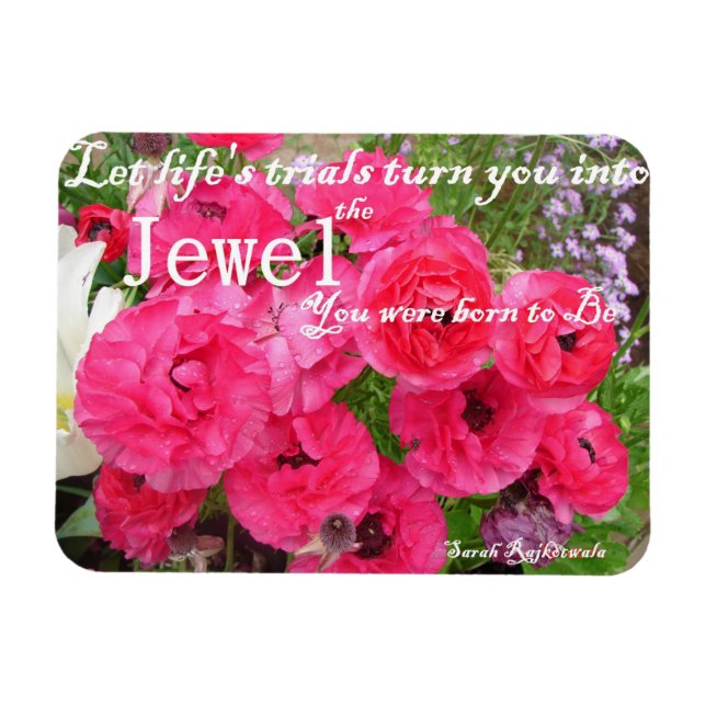 Magnet Flexible Citation de vie florale rose Rannunculus Anniversa (Horizontal)