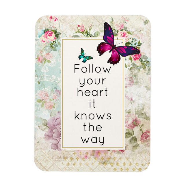 Magnet Flexible Citation inspirante avec de jolies papillons (Vertical)