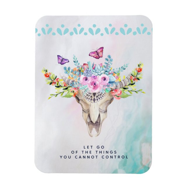 Magnet Flexible Citation inspirée du crâne animal Boho Let Go (Vertical)