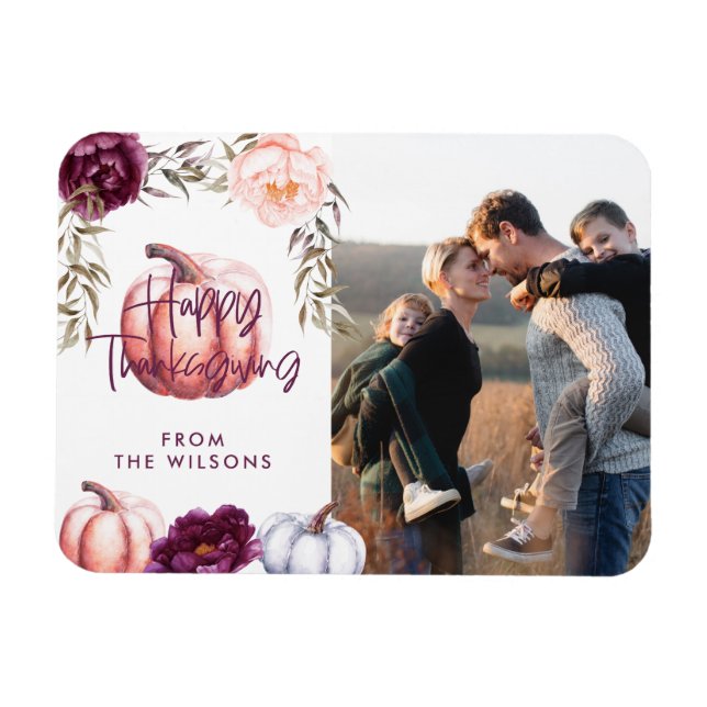 Magnet Flexible citrouille tomber violet remerciement photo de fam (Horizontal)