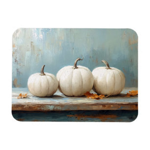 Magnet Flexible Citrouilles Blanches sur Table Bleue Vintage Flexi