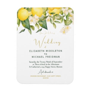 Magnet Flexible Citrus Lemons Jaune Faire-part de mariage botaniqu