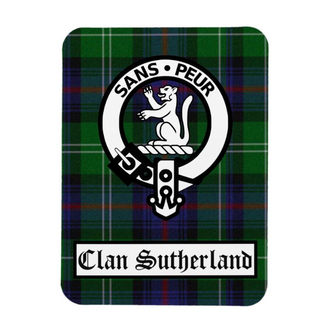 Magnet Flexible Clan Sutherland Crest Badge et Tartan (Vertical)