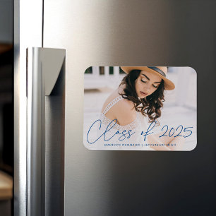 Magnet Flexible Classe moderne de 2025 Bleu Script Graduation