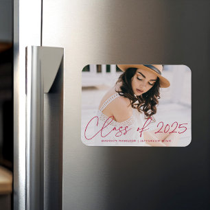 Magnet Flexible Classe moderne de 2025 Magenta Script Graduation